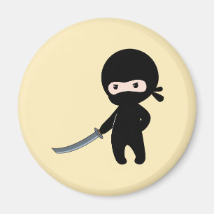 Tiny Angry Ninja on Yellow Magnet