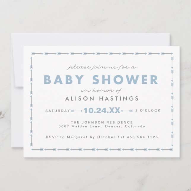 Tiny Archer Arrow Modern Boy Baby Shower Invite (Front)