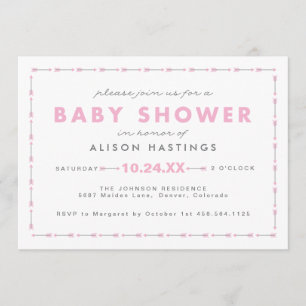 Tiny Archer Arrow Modern Girl Baby Shower Invite