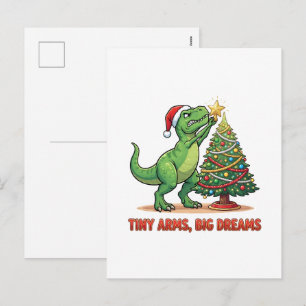 Tiny Arms Big Dreams T-Rex Christmas Tree  Holiday Postcard