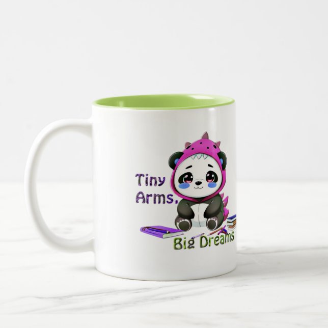 Tiny Arms,  Big Dreams. Two-Tone Coffee Mug (Left)