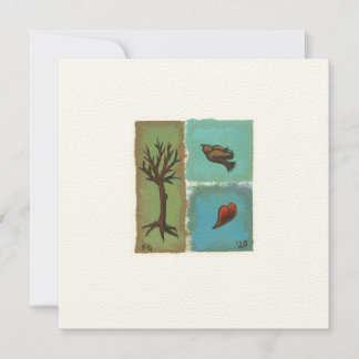 Tiny Art # 606 - Tree, Bird, Heart - painting art Invitation