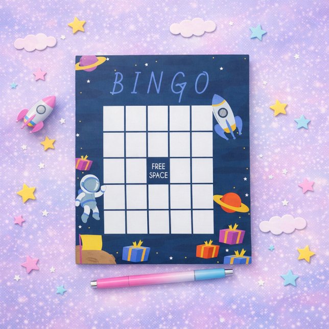 Tiny Astronaut Baby Shower Bingo Game Notepad (Creator Uploaded)