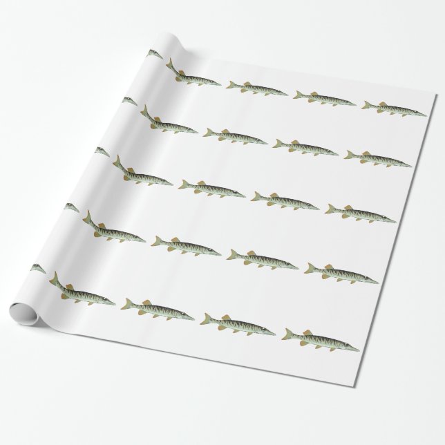 Tiny baby muskie Vector Art Fish Farm Wrapping Paper (Unrolled)