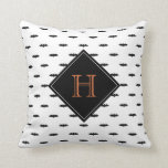 Tiny Bats Seamless Pattern | Black Orange Monogram Cushion<br><div class="desc">Preppy Halloween-themed throw pillow in black,  white,  and orange with a seamless pattern of tiny bats and a monogram inside a diamond shape.</div>