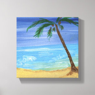Tiny Beach Scene Painting Wrapped Canvas