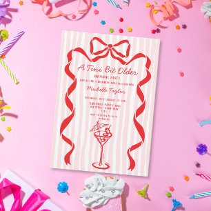 Tiny Bit Older Whimsical Martini Adult Birthday Invitation