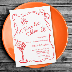 Tiny Bit Older Whimsical Martini Adult Birthday Invitation