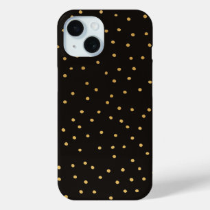 Tiny Black and Gold Polka Dot Handmade iPhone 15 Case
