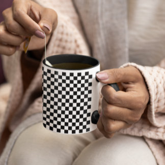 Tiny Black and White Checked Pattern Mug