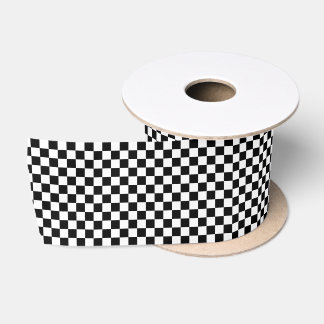 Tiny Black and White Chequered Satin Ribbon