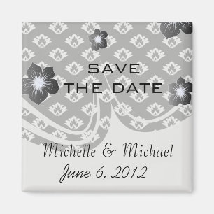 tiny black and white damask pattern magnet