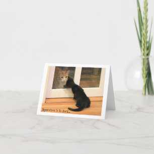 Tiny Black Kitten and Orange Tabby Cat Card