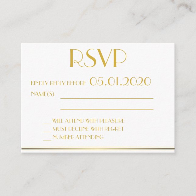 Tiny Black Monogrammed Great Gatsby Wedding RSVP Enclosure Card (Front)