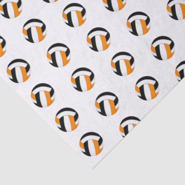 tiny black orange volleyballs pattern tissue paper (Detail)