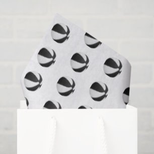 tiny black white basketballs pattern tissue paper