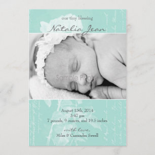 Tiny Blessing Birth Announcement//Light Emerald Announcement