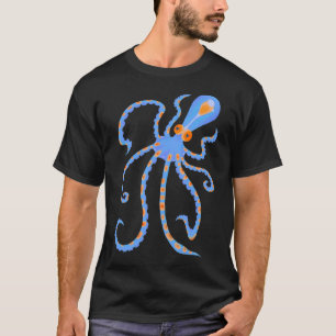 Tiny Blue and Orange Deep Sea Ocean Octopus T-Shirt