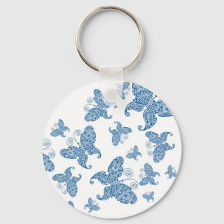 Tiny Blue Butterflies Key Ring