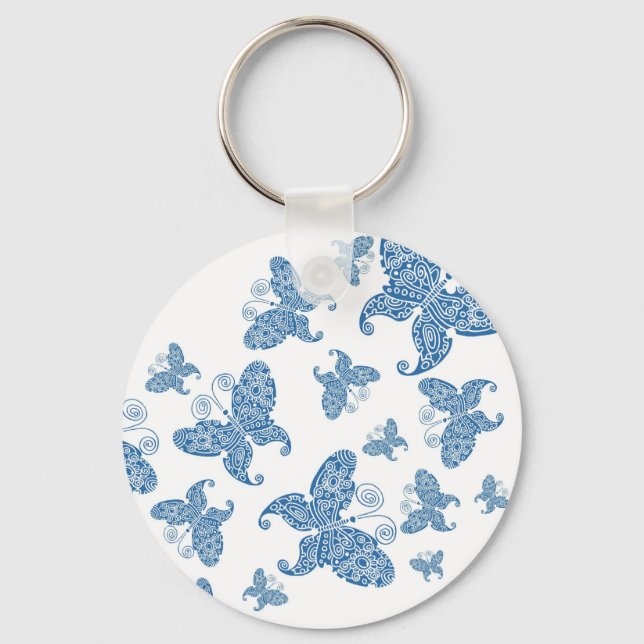 Tiny Blue Butterflies Key Ring (Front)