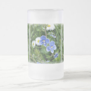 tiny blue flowers frosted glass beer mug