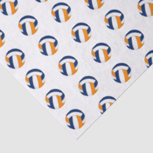tiny blue orange volleyballs pattern tissue paper
