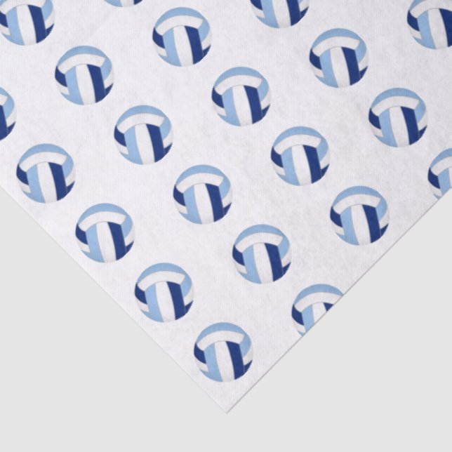 tiny blue white volleyballs pattern tissue paper (Detail)
