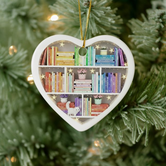 Tiny Book Shelves Rainbow Bookshelf 2Dprint Books Ceramic Tree Decoration (Tree)