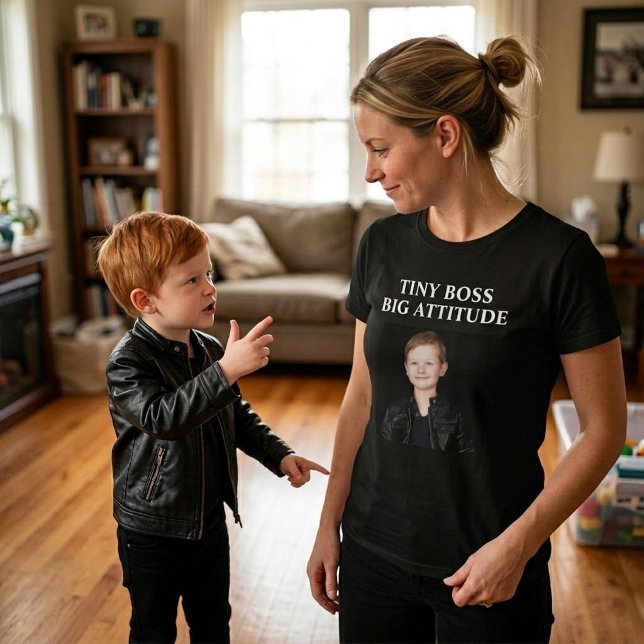 Tiny Boss, Big Attitude Custom Kid Photo T-Shirt (Creator Uploaded)