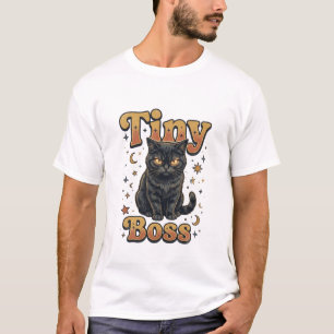 Tiny Boss Black Cat Design T-Shirt