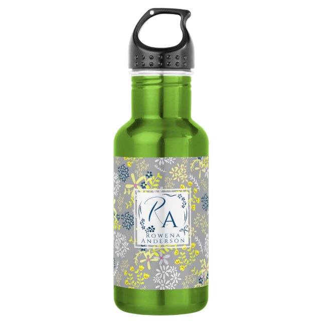 Tiny Bouquet Flowers Grey lavender 532 Ml Water Bottle (Front)