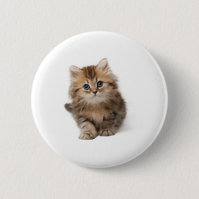 Tiny brown kitten 6 cm round badge (Front)