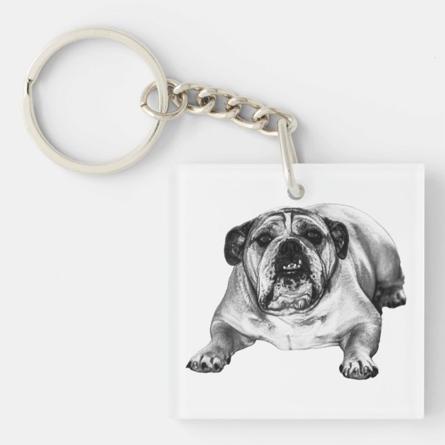 Tiny bulldog, big heart key ring (Front)