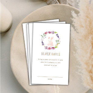Tiny Bunny Floral Diaper Raffle Baby Shower  Enclosure Card