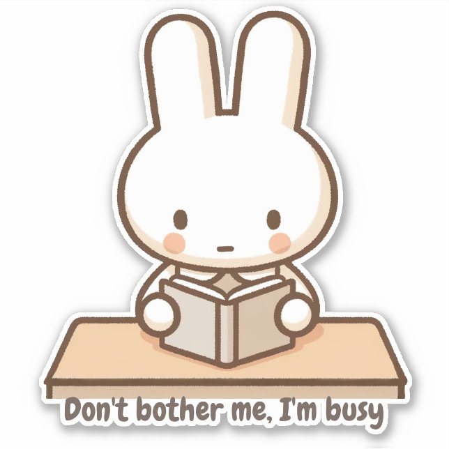 Tiny bunny study Vinyl Sticker (Front)
