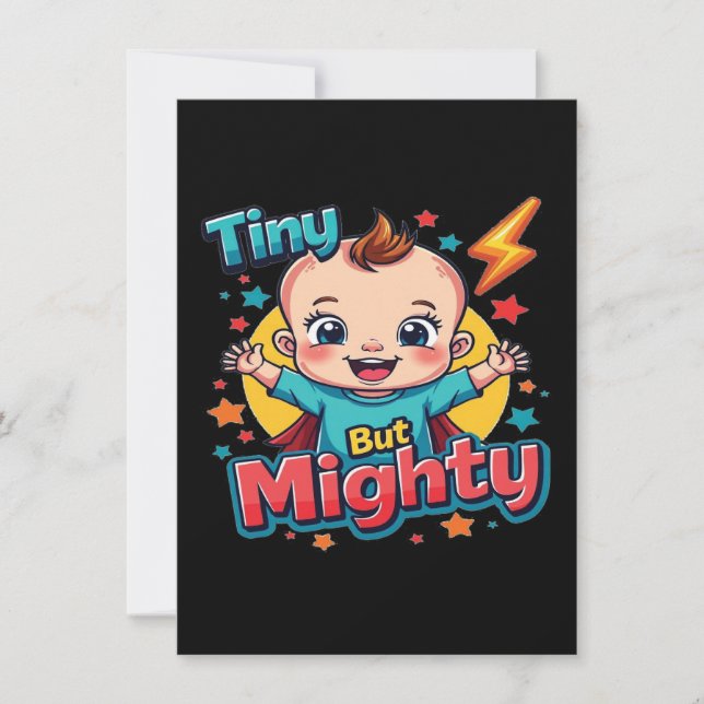 Tiny But Mighty - Cute Super Baby Power Design Invitation (Front)
