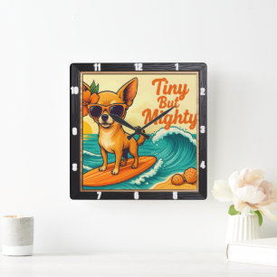 Tiny But Mighty Surfing Square Wall Clock