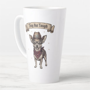 Tiny But Tough Chihuahua Cowboy - Western Dog Art Latte Mug