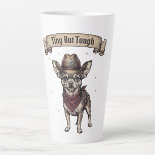 Tiny But Tough Chihuahua Cowboy - Western Dog Art Latte Mug