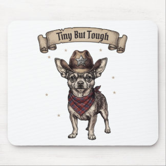 Tiny But Tough Chihuahua Cowboy - Western Dog Art Mouse Mat