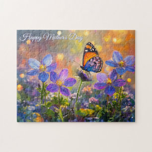 Tiny Butterfly On Wildflowers Mother's Day Jigsaw Puzzle