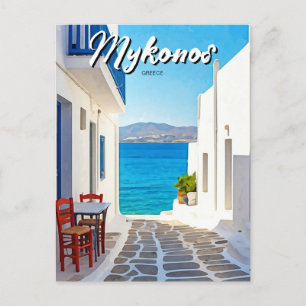 Tiny Cafe Mykonos Greece Cyclades Travel Postcard