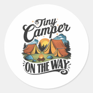 Tiny Camper On The Way Camping Lover Pregnancy Ann Classic Round Sticker