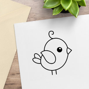 Tiny Cartoon Bird Rubber Stamp