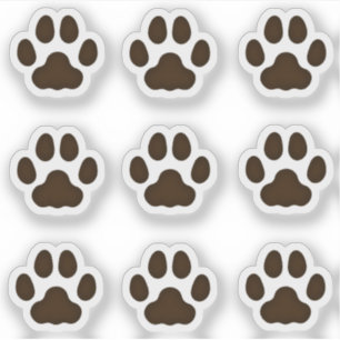 Tiny Cat Paw Prints Dark Brown Pet Stickers