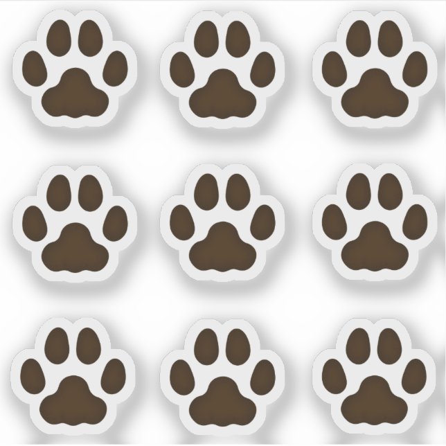 Tiny Cat Paw Prints Dark Brown Pet Stickers (Front)