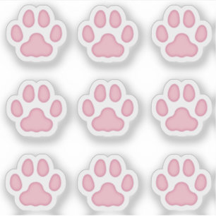 Tiny.Cat Paw Prints Pink Animal Tracks Stickers