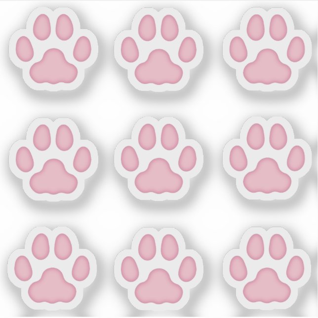 Tiny.Cat Paw Prints Pink Animal Tracks Stickers (Front)