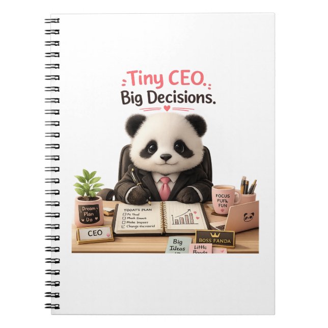 Tiny CEO Big Decisions Funny Baby Panda Notebook (Front)