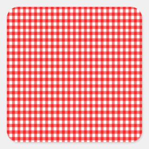 tiny check red and white Gingham Square Sticker